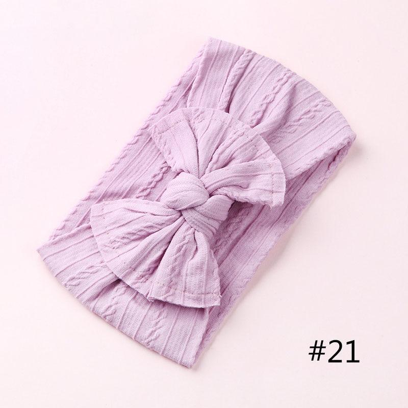 Modern Braid Nylon Bow Knot Solid Wide Nylon Headbands Turban Baby Girls Head Wrap For Girls