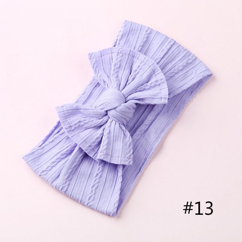 Modern Braid Nylon Bow Knot Solid Wide Nylon Headbands Turban Baby Girls Head Wrap For Girls