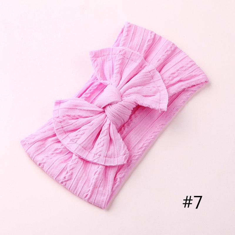 Modern Braid Nylon Bow Knot Solid Wide Nylon Headbands Turban Baby Girls Head Wrap For Girls