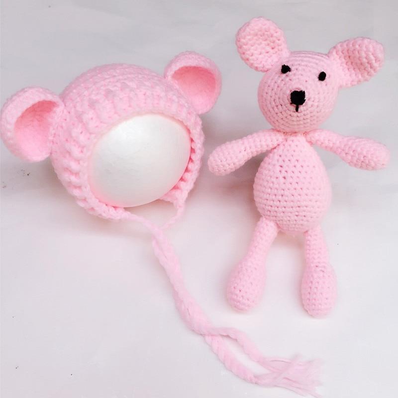 Modern Baby Cap Deer Design Handmade Crochet Deer Costume Set Knitted Hats And Toy For Girls and Boys Kids