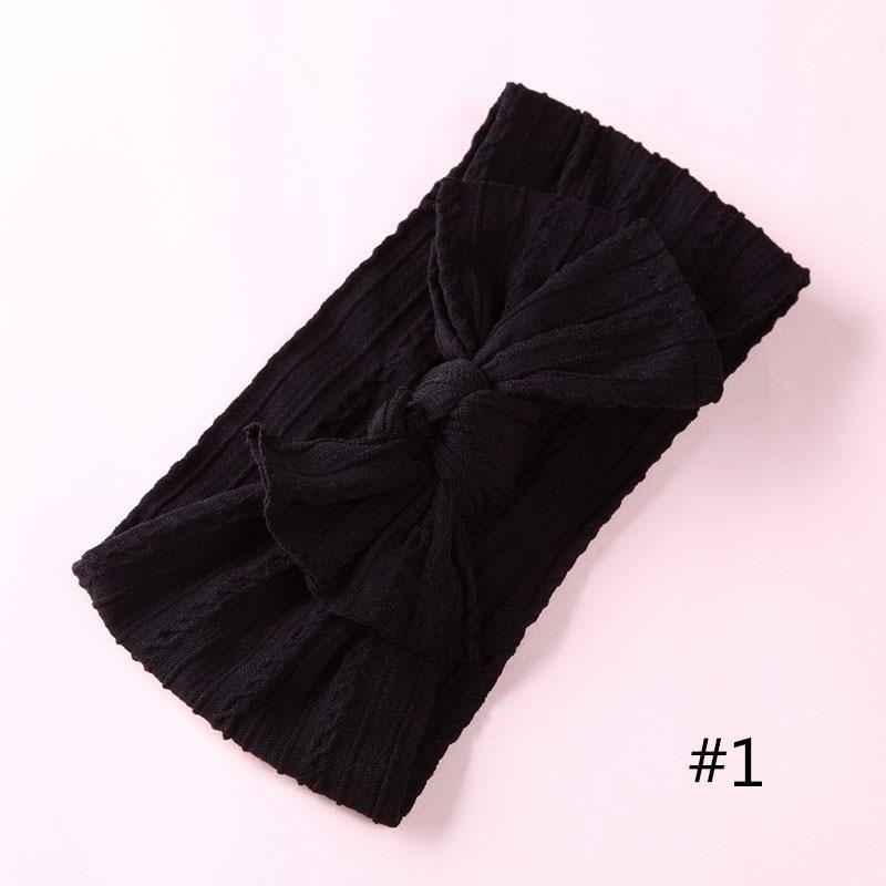 Modern Braid Nylon Bow Knot Solid Wide Nylon Headbands Turban Baby Girls Head Wrap For Girls