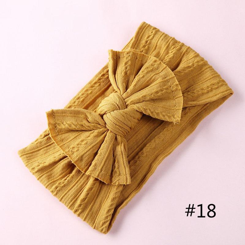 Modern Braid Nylon Bow Knot Solid Wide Nylon Headbands Turban Baby Girls Head Wrap For Girls