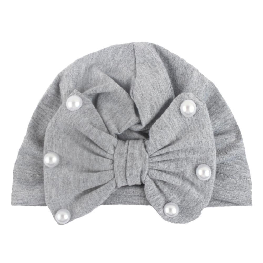 Modern Baby Hats Cute Rabbit Bow Knot with Pearls Baby Girl Hat with Pearls  for Kids In Diamond Luxury Style