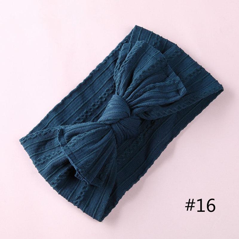 Modern Braid Nylon Bow Knot Solid Wide Nylon Headbands Turban Baby Girls Head Wrap For Girls