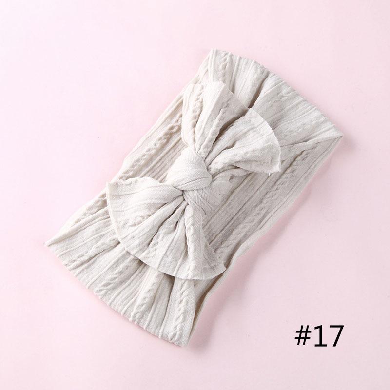 Modern Braid Nylon Bow Knot Solid Wide Nylon Headbands Turban Baby Girls Head Wrap For Girls