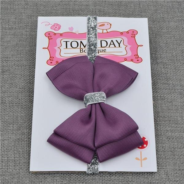 Luxury New Baby Hair Bow Flower Headband Silver Ribbon Hair Band Handmade Hair Accessories Bow for Children