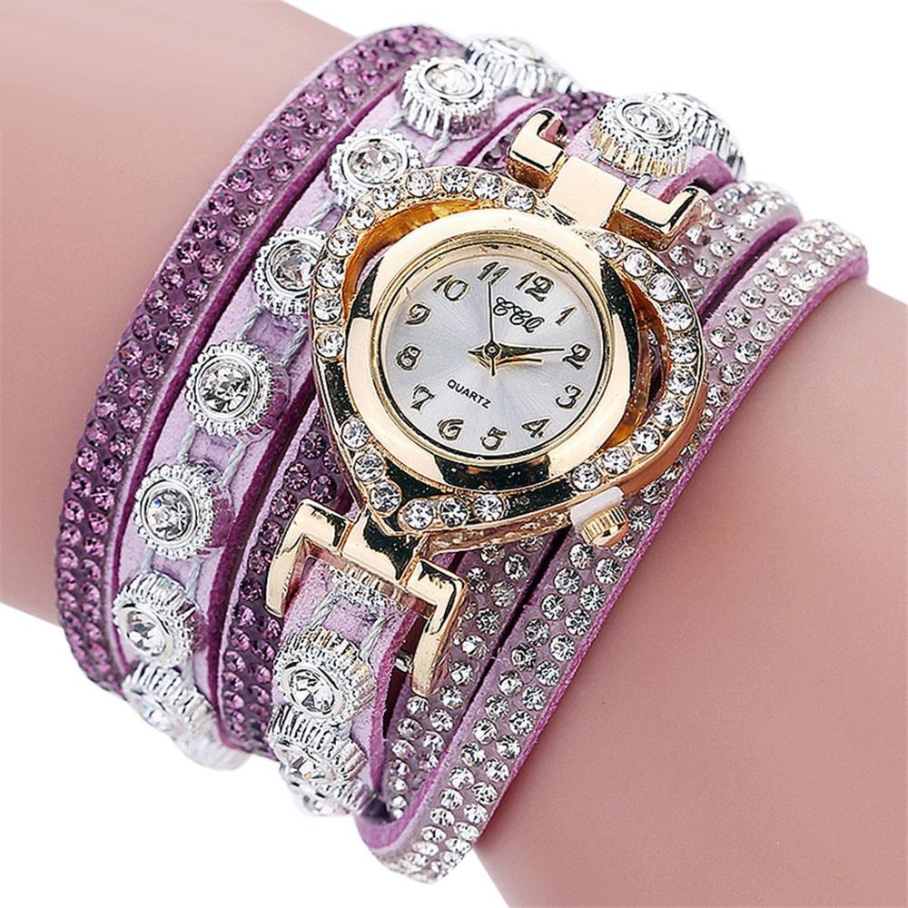 Luxury Crystal Vintage Rhinestone Bracelet Quartz Watch Womens Watch For Female and Girls