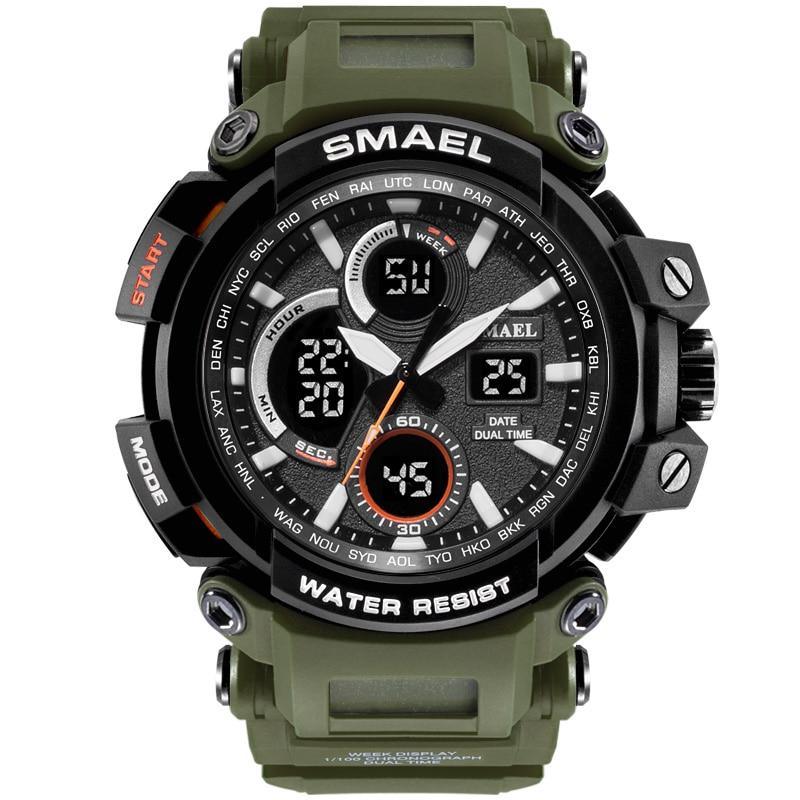 Orange Modern Sport  Waterproof 50M Men Watches With LED Digital Display In Military Armi Relogio Masculino Style
