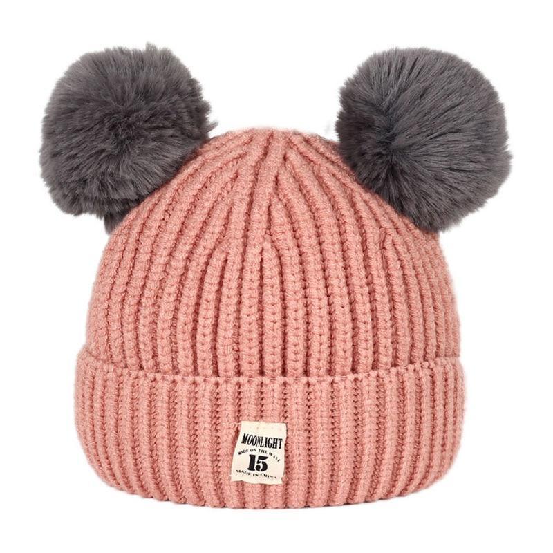 Modern Trend New Baby Beanies Hats Children Knitted Pompom Winter Autumn Cute Cap  Warm Girl Hat With Two Balls