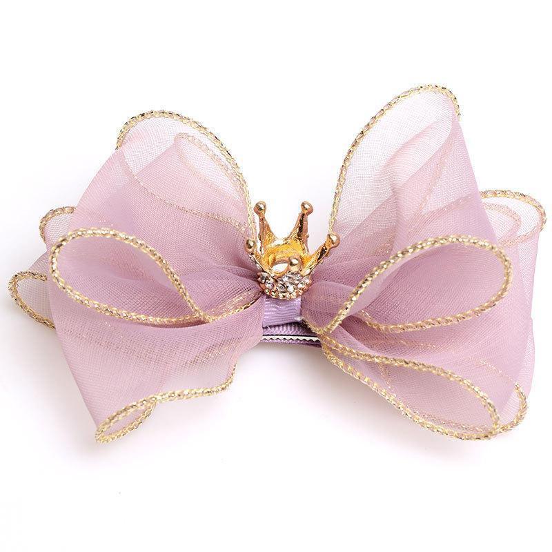 Luxury Modern Pearl Handmade Baby Girls Bowknot Crown Headband Lace Elastic Hair Band Bow For Girls Baby
