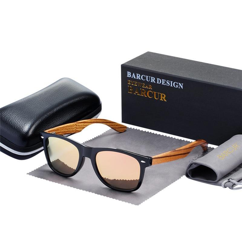 Luxury Natural Zebra Wood Sunglasses PolarizedWood Rectangle Mirror Lens Driving For Women and Men With UV400 Protection