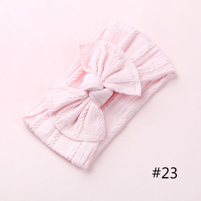 Modern Braid Nylon Bow Knot Solid Wide Nylon Headbands Turban Baby Girls Head Wrap For Girls