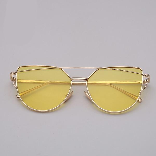 NEW  Stevvex Designer Cat eye Sunglasses For Women and Ladies in Vintage Metal Reflective Glasse Mirror Retro Oculos De Sol Gafas Style With UV 400 Protection