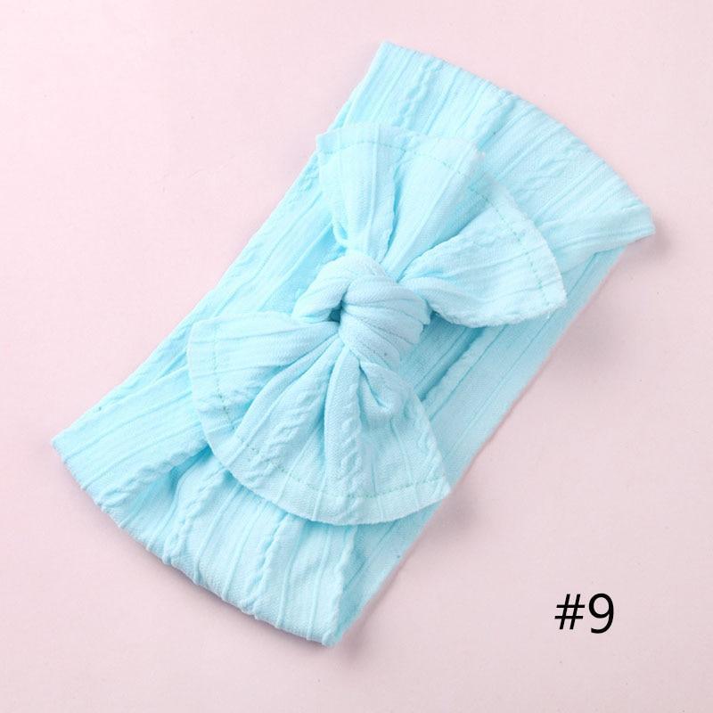 Modern Braid Nylon Bow Knot Solid Wide Nylon Headbands Turban Baby Girls Head Wrap For Girls