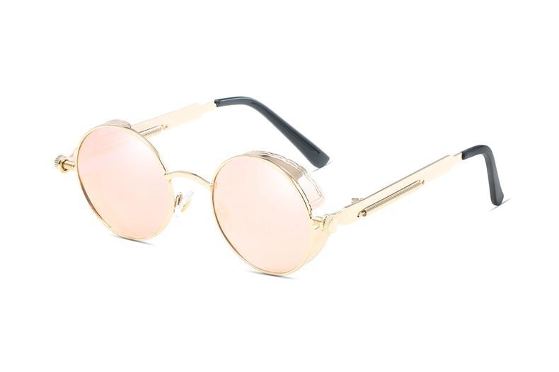 Luxury Popular Retro  Gothic Steampunk Polarized Men and  Women Brand Designer Vintage Round High Quality Metal Frame Sunglasses With UV400 Protection