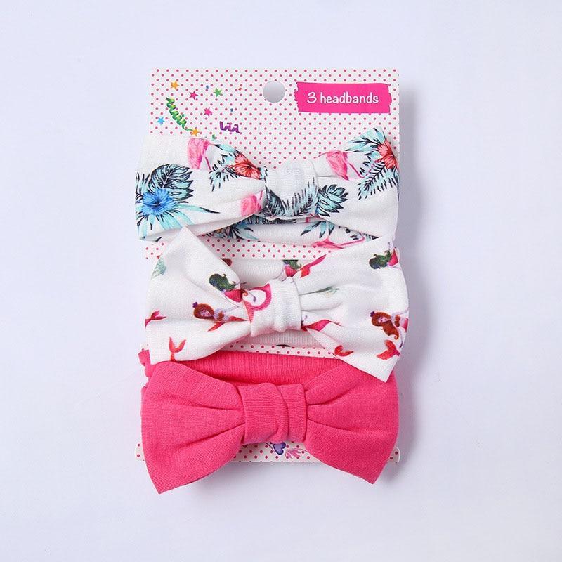 Modern 3PCS Set Floral Bows Baby Headband Dot Bowknot Cotton Hair Band Girls Hair Accessories For Girls
