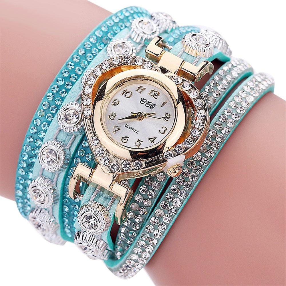 Luxury Crystal Vintage Rhinestone Bracelet Quartz Watch Womens Watch For Female and Girls