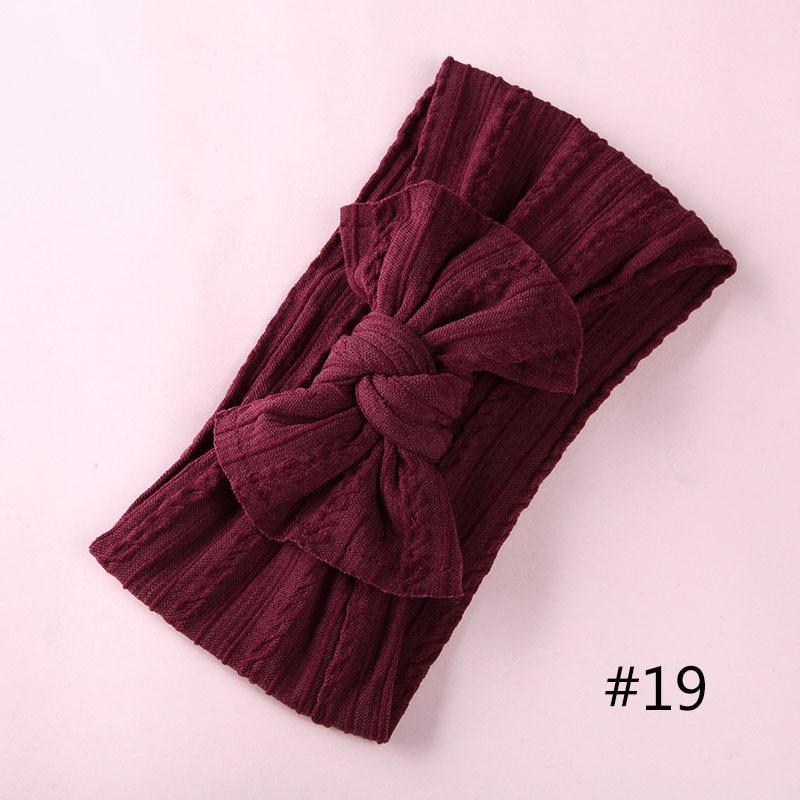 Modern Braid Nylon Bow Knot Solid Wide Nylon Headbands Turban Baby Girls Head Wrap For Girls