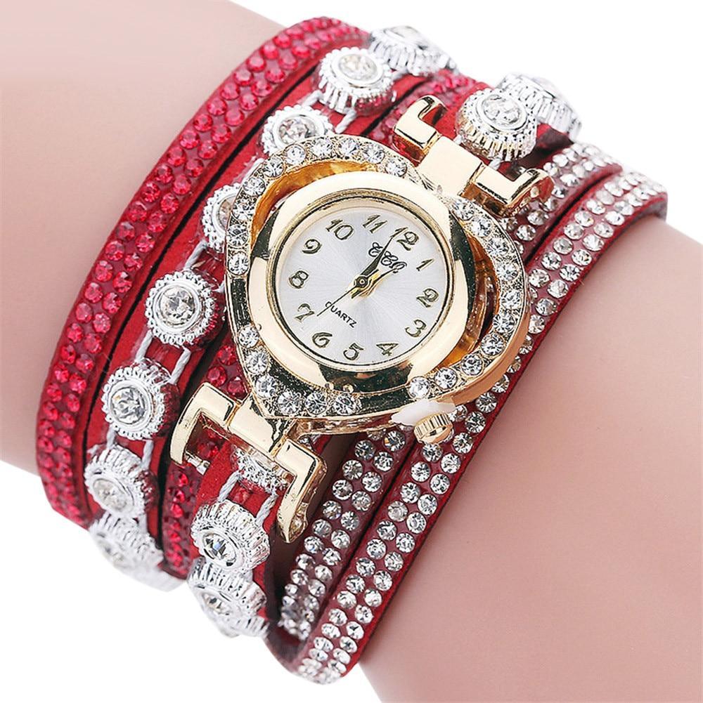 Luxury Crystal Vintage Rhinestone Bracelet Quartz Watch Womens Watch For Female and Girls