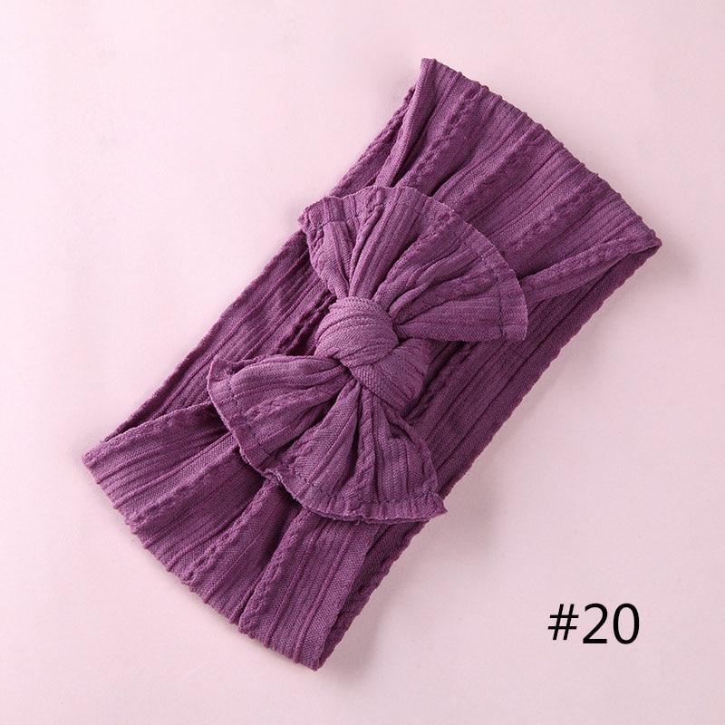Modern Braid Nylon Bow Knot Solid Wide Nylon Headbands Turban Baby Girls Head Wrap For Girls