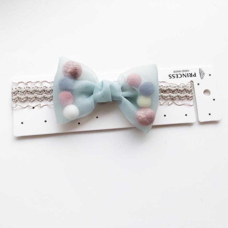 Luxury Modern Pearl Handmade Baby Girls Bowknot Crown Headband Lace Elastic Hair Band Bow For Girls Baby