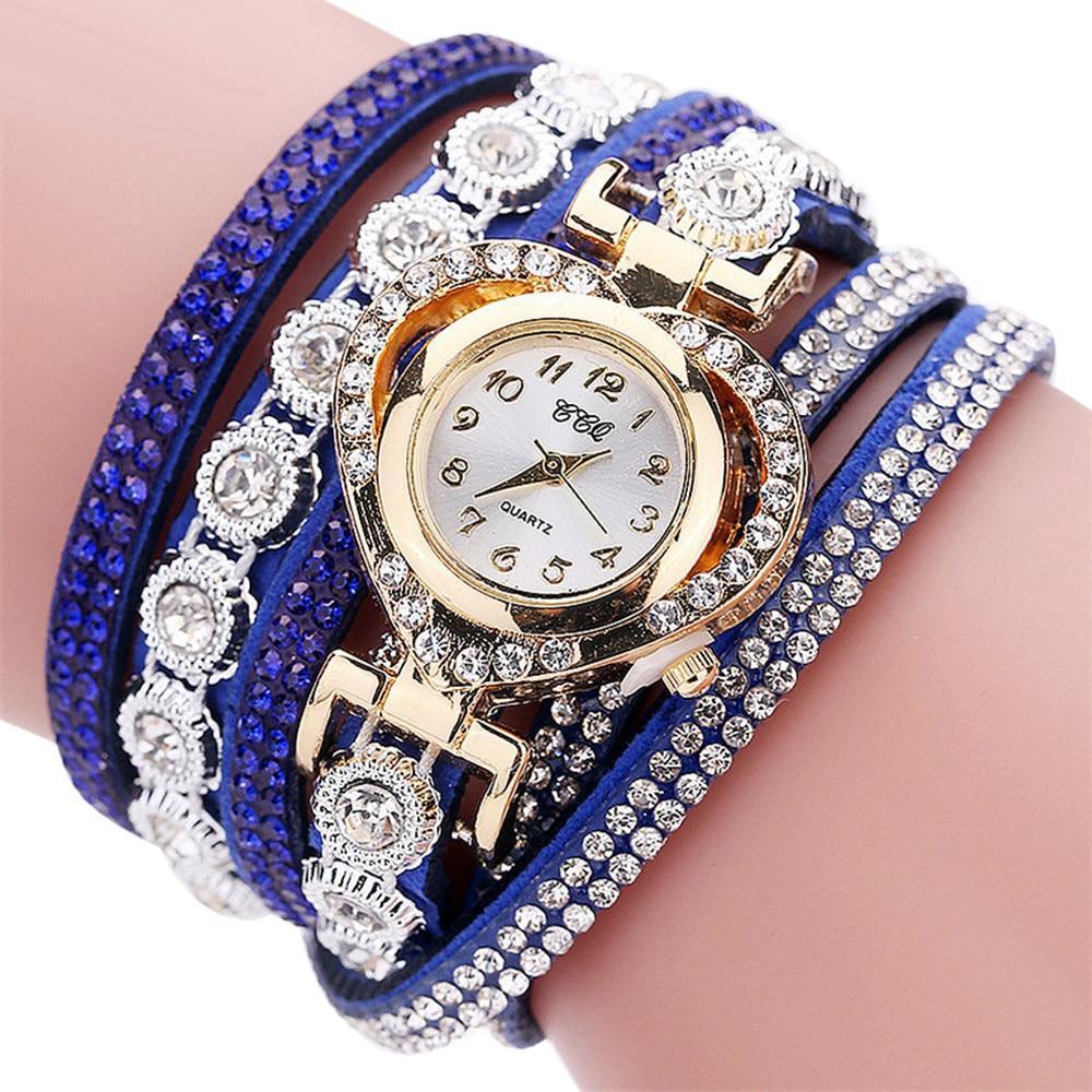 Luxury Crystal Vintage Rhinestone Bracelet Quartz Watch Womens Watch For Female and Girls
