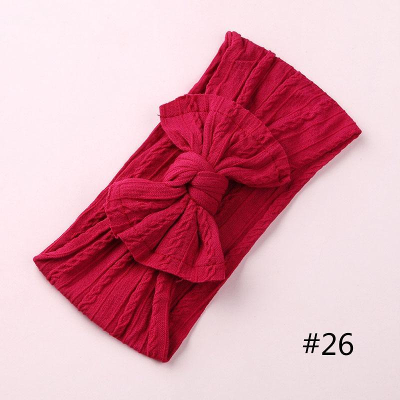 Modern Braid Nylon Bow Knot Solid Wide Nylon Headbands Turban Baby Girls Head Wrap For Girls