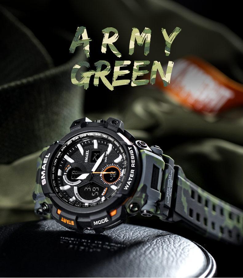 Army Green Modern Sport  Waterproof 50M Men Watches With LED Digital Display In Military Armi Relogio Masculino Style