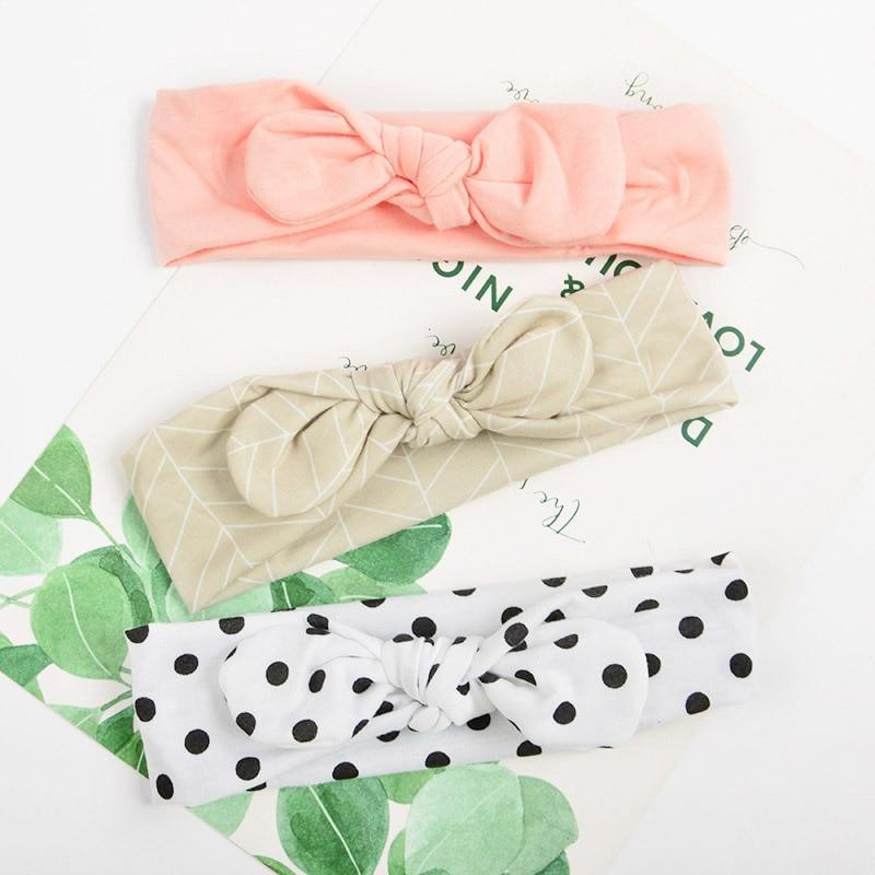 Modern 3PCS Set Floral Bows Baby Headband Dot Bowknot Cotton Hair Band Girls Hair Accessories For Girls