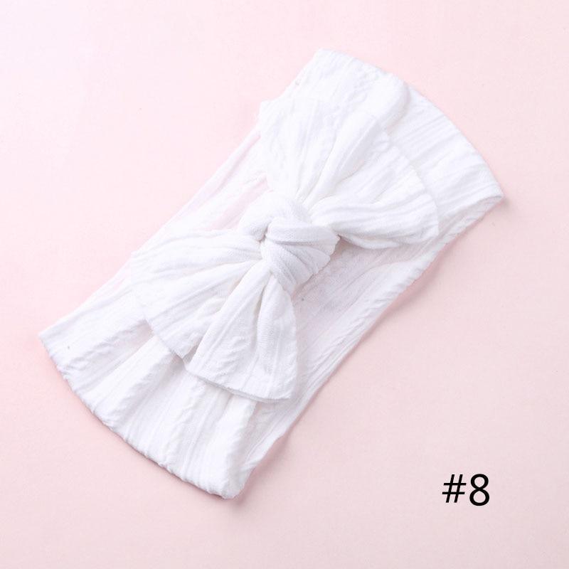 Modern Braid Nylon Bow Knot Solid Wide Nylon Headbands Turban Baby Girls Head Wrap For Girls