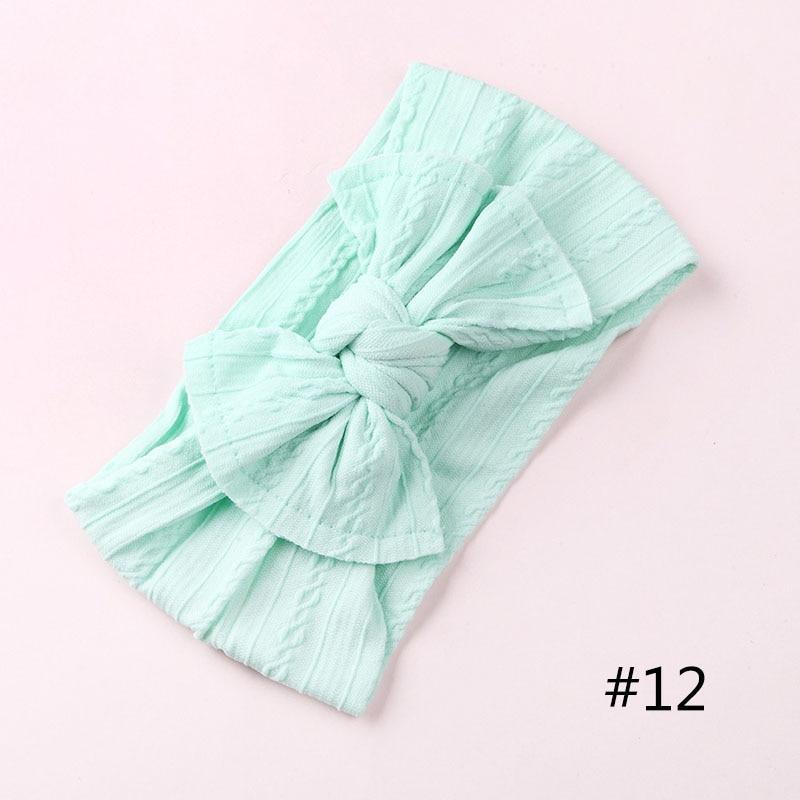 Modern Braid Nylon Bow Knot Solid Wide Nylon Headbands Turban Baby Girls Head Wrap For Girls