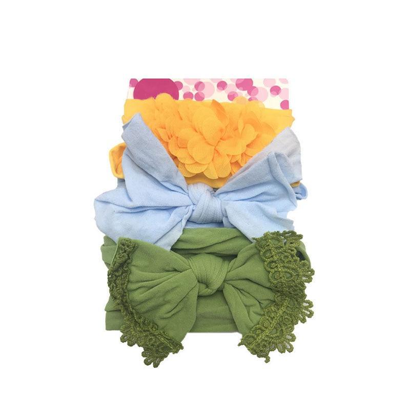 Modern 3PCS Set Floral Bows Baby Headband Dot Bowknot Cotton Hair Band Girls Hair Accessories For Girls