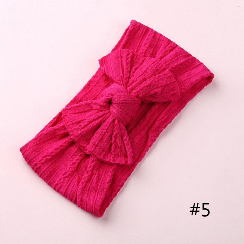 Modern Braid Nylon Bow Knot Solid Wide Nylon Headbands Turban Baby Girls Head Wrap For Girls
