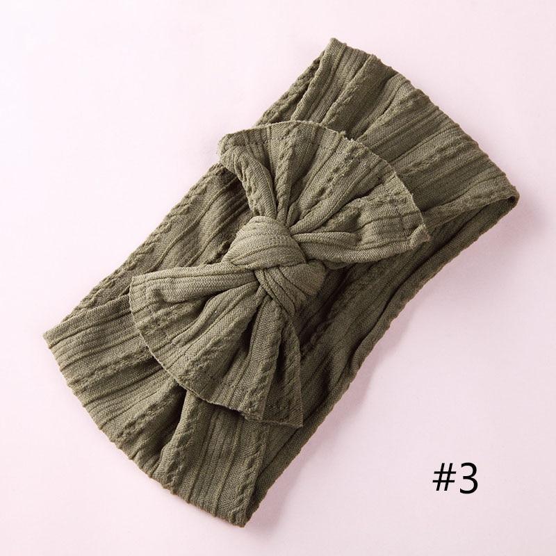 Modern Braid Nylon Bow Knot Solid Wide Nylon Headbands Turban Baby Girls Head Wrap For Girls