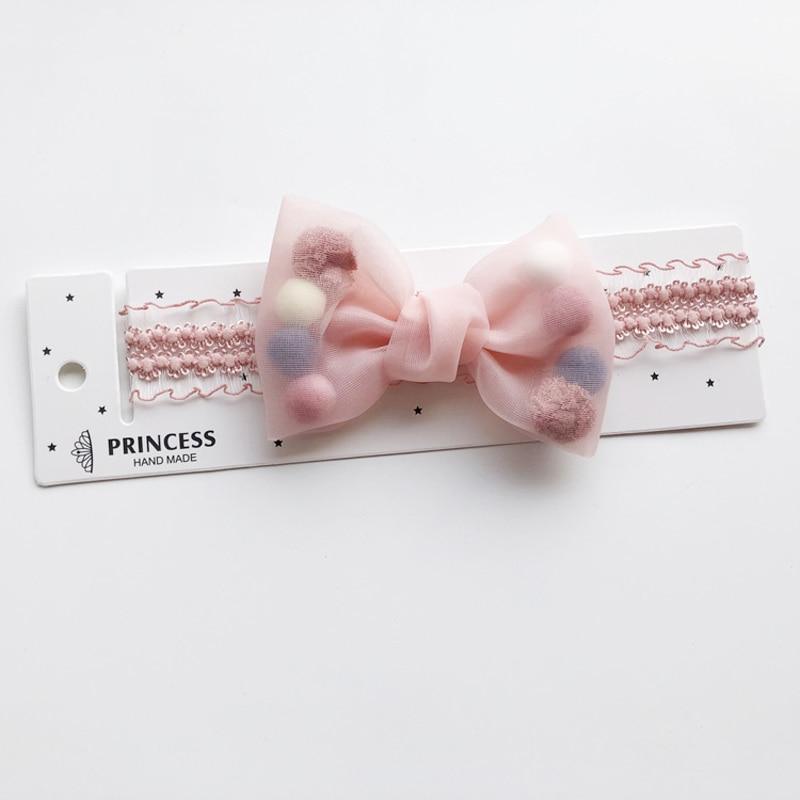 Luxury Modern Pearl Handmade Baby Girls Bowknot Crown Headband Lace Elastic Hair Band Bow For Girls Baby