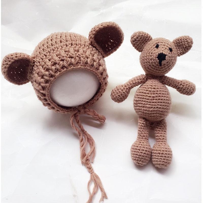 Modern Baby Cap Deer Design Handmade Crochet Deer Costume Set Knitted Hats And Toy For Girls and Boys Kids