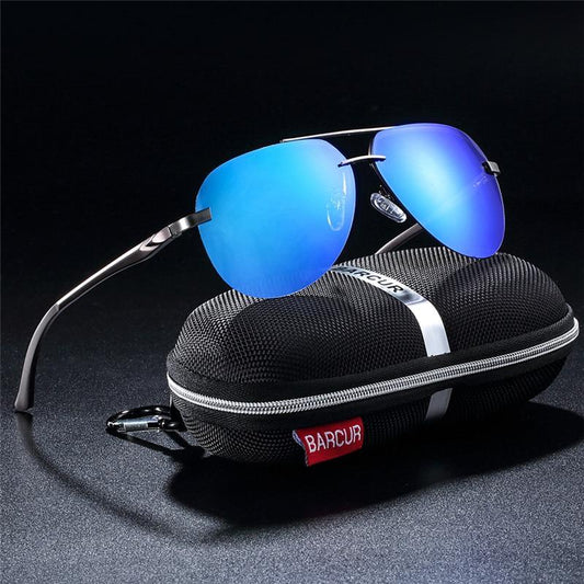 Lunettes de soleil polarisées de luxe en aluminium et magnésium pour hommes, monture en acier inoxydable ultra légère, style pilote aviateur, protection UV400