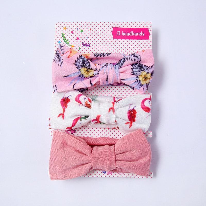Modern 3PCS Set Floral Bows Baby Headband Dot Bowknot Cotton Hair Band Girls Hair Accessories For Girls