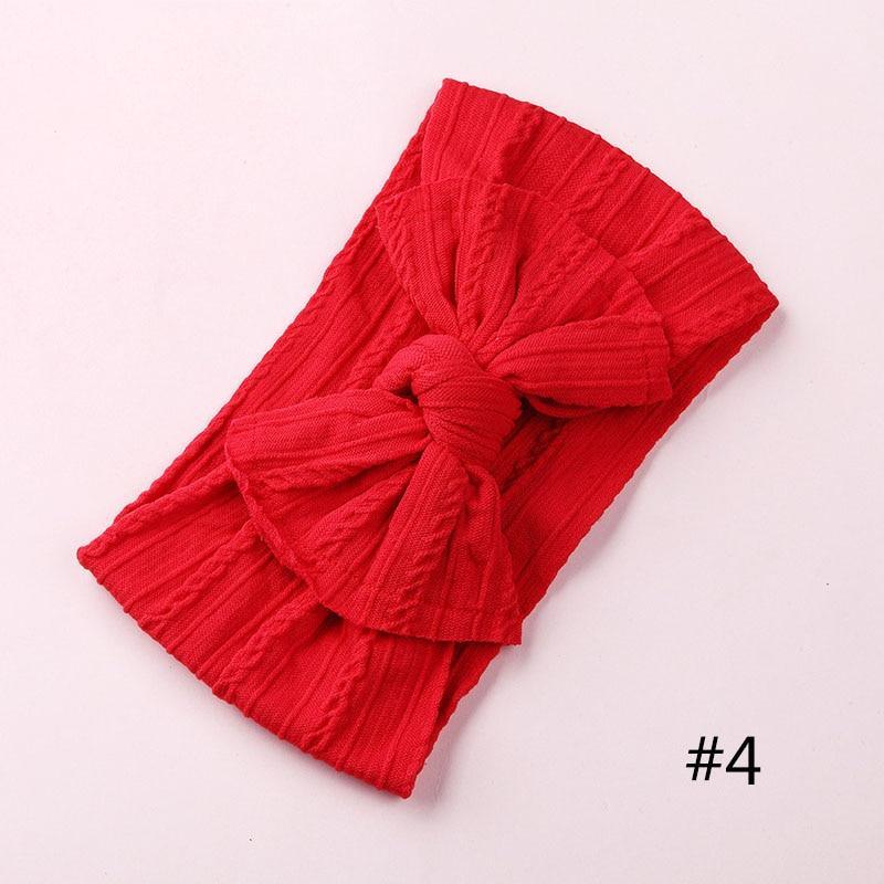 Modern Braid Nylon Bow Knot Solid Wide Nylon Headbands Turban Baby Girls Head Wrap For Girls