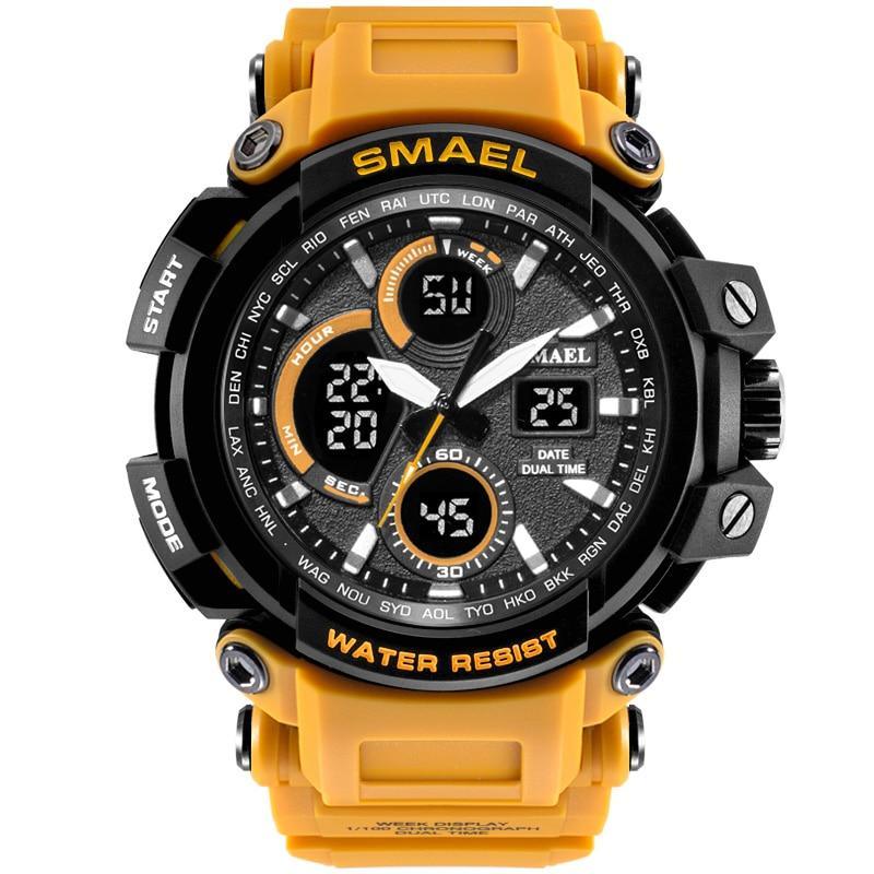 Orange Modern Sport  Waterproof 50M Men Watches With LED Digital Display In Military Armi Relogio Masculino Style