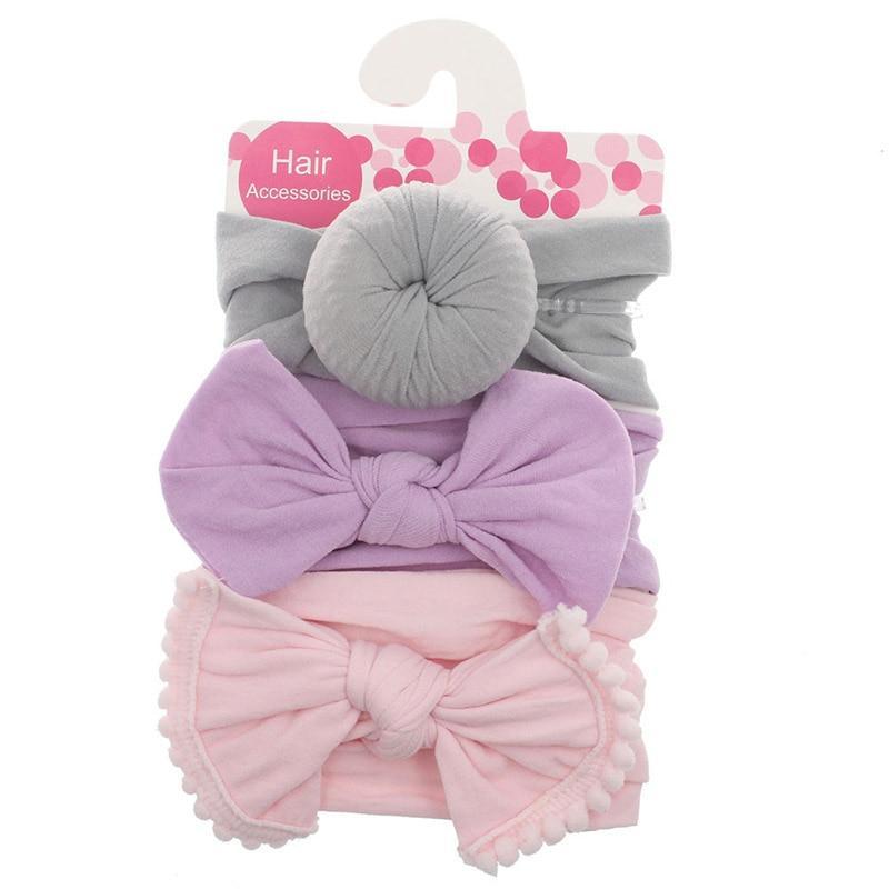 Modern 3PCS Set Floral Bows Baby Headband Dot Bowknot Cotton Hair Band Girls Hair Accessories For Girls