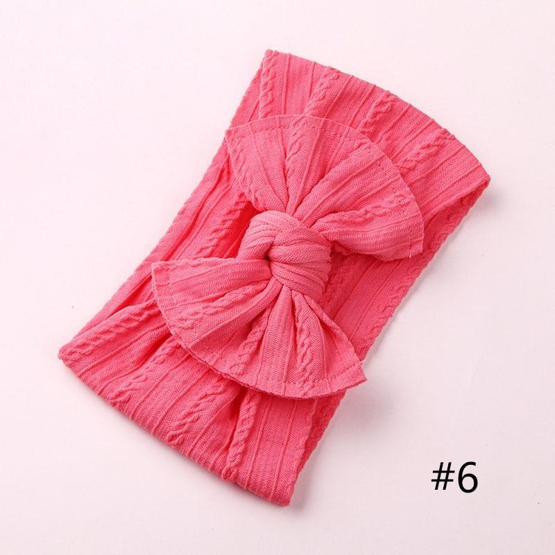 Modern Braid Nylon Bow Knot Solid Wide Nylon Headbands Turban Baby Girls Head Wrap For Girls
