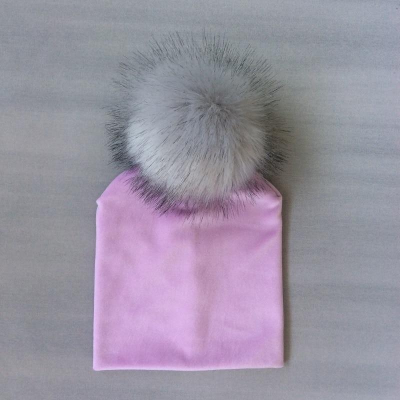 Kids Girls Solid Hat With Pompon Baby Beanie Pompom Cap Children's Accessories Design