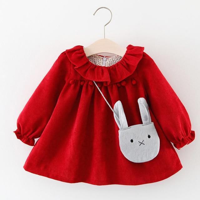 Newborn Baby Girl Cartoon Dress With Bag Infant Clothing Toddler Dress In elegant Design Made for Kids