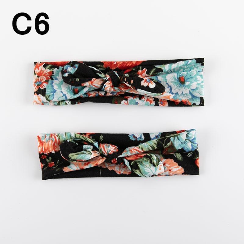 Modern  Mother & Baby Headbands Kids Girl Bow With Rabbit ear Print Floral Hair Bands Parent-Child Hair Accessories