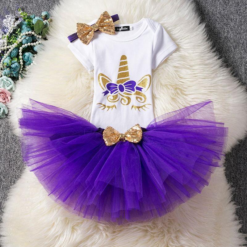 Modern Unicorn Baby Kids 1st year Girls Dress For Birthday Party Outfits Infant Princess Girls Clothes 12 Months Kids
