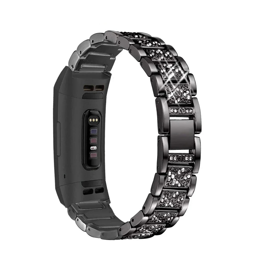 Fitbit Charge 6, 5, 4, 3 Metallband Luxus Strass-Armband