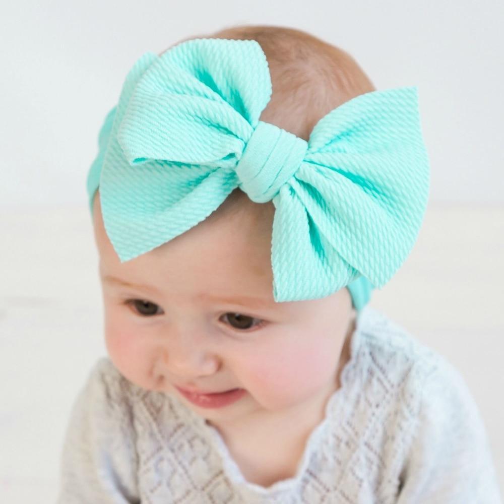 Big Bow Knot Solid Elastic Hairband Headband Stretch Turban Head Wrap Headwear