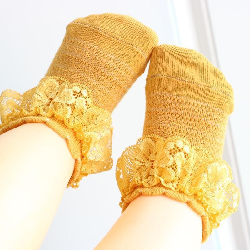 New Baby Socks Cute Lace Flower Bows Newborn Baby Girl Socks Cotton Princess Girls Socks