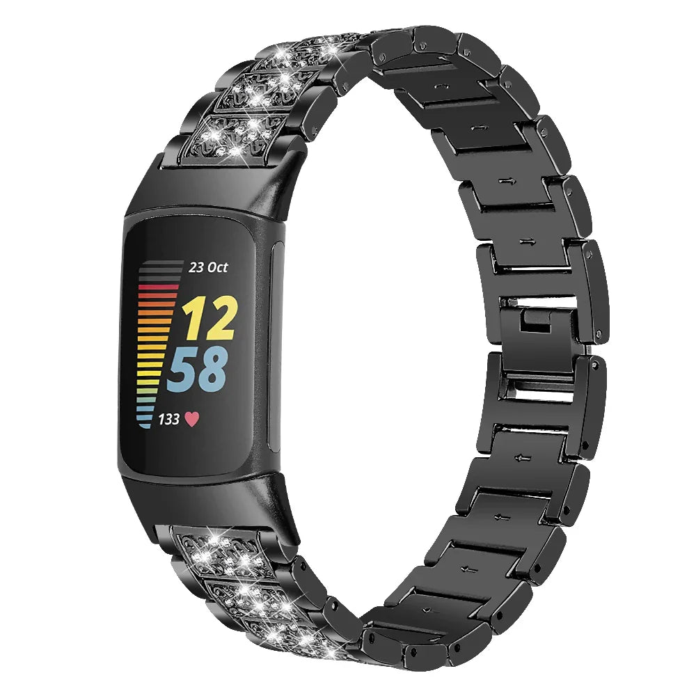 Fitbit Charge 6, 5, 4, 3 Metallband Luxus Strass-Armband